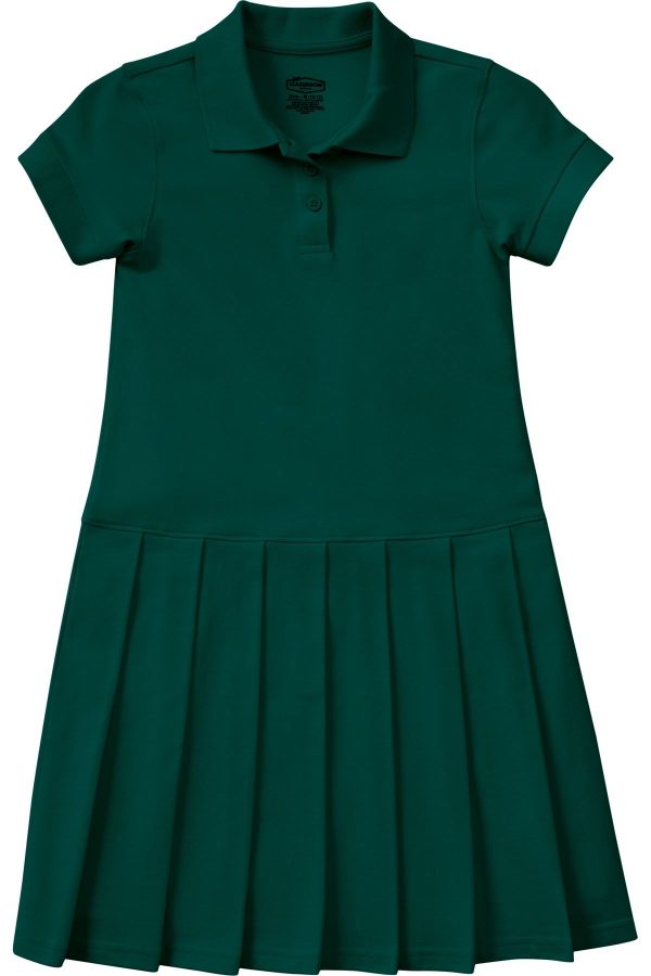 54122_SSHN Girls Pique Polo Dress in Hunter Green