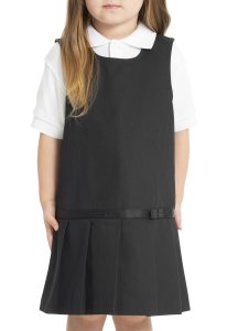 Drop Waist Jumper w/Ribbon Bow in Black