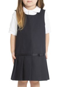 Drop Waist Jumper w/Ribbon Bow in Navy