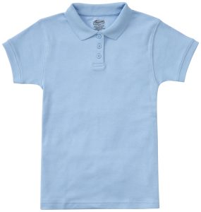 Girls Short SleeveFitted Interlock Polo (LIGHT BLUE)