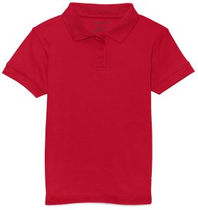 Girls Short SleeveFitted Interlock Polo (RED)