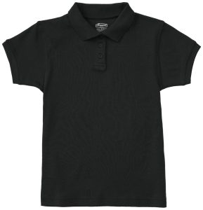 Girls Short SleeveFitted Interlock Polo (BLK)