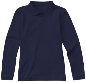 Youth Long Sleeve Pique Polo (NAVY)