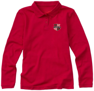 Long Sleeve Pique Polo (RED) (GRADES K-5) KENWOOD K8 SCHOOL UNIFORMS