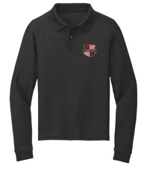 Long Sleeve Pique Polo (BLACK) (GRADES K-5) KENWOOD K8 SCHOOL UNIFORMS