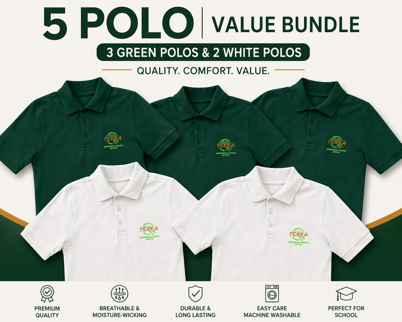 DRI-FIT COMBO SPECIAL - 5 Short Sleeve Polo's TERRA UNIFORMS